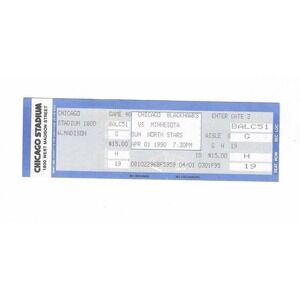 Chicago Blackhawks vs Minnesota North Stars unused Hockey Ticket from 4/1/1990